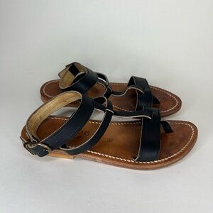 K Jacques St Tropez Sandals Womens Size 36 US 6 Gladiator Ankle Straps  Black